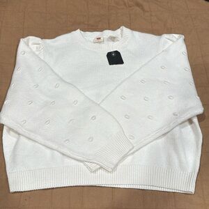 NWT Womens Levis Crop Top Crewneck Sweater With Balloon Sleeve Knit size XL